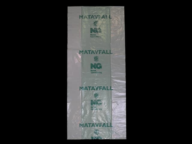 Plastsekk på rull med trykk "Matavfall". Foto.