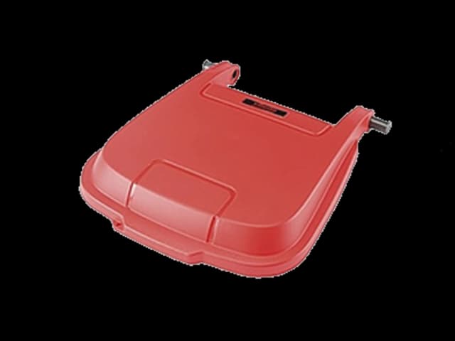 Rødt plastlokk. Foto.