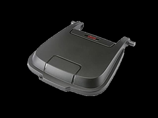 Sort plastlokk. Foto.