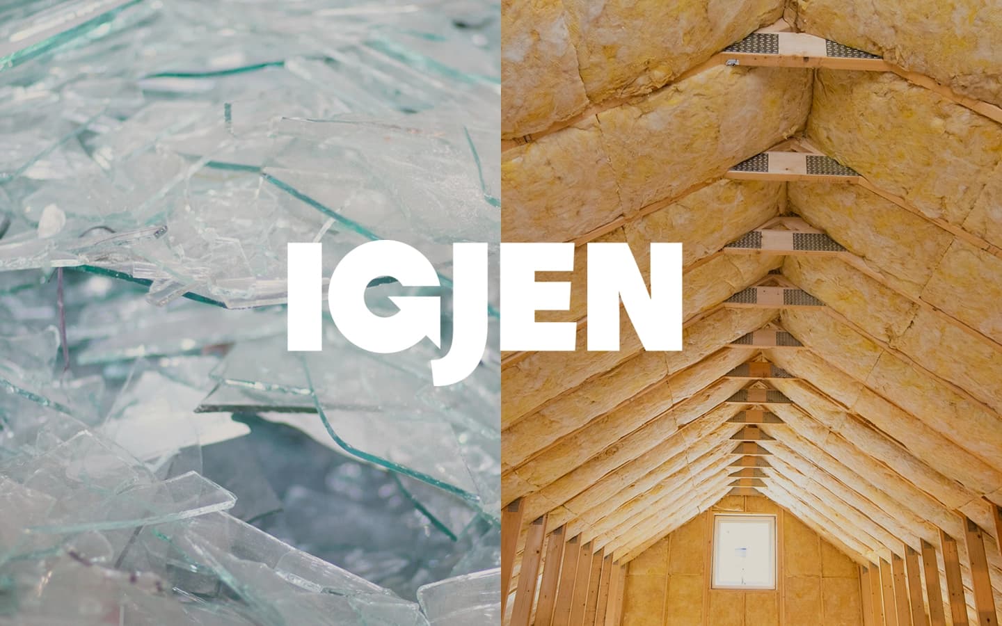 Glass og isolasjon laget av glass med teksten "igjen" på. Fotomontasje.