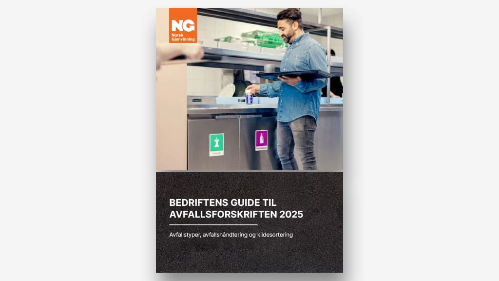 Forside til veiledning for Bedriftens guide til avfallsforskriften 2025. Illustrasjon.
