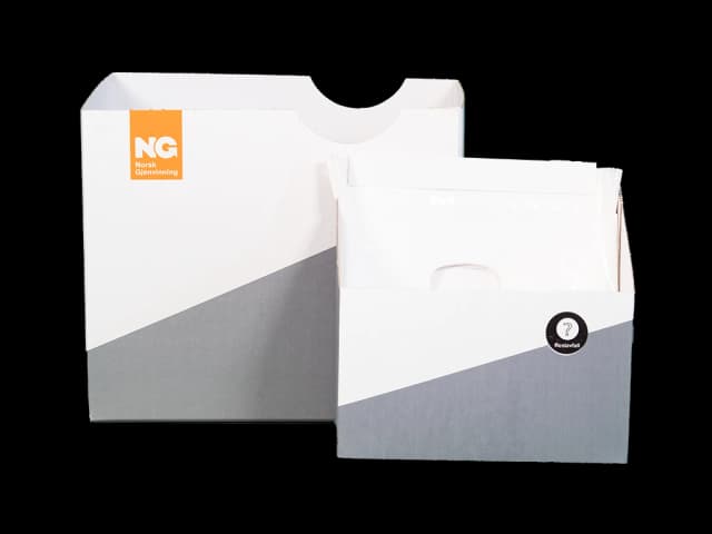 Miljøeske i kartong. Foto.