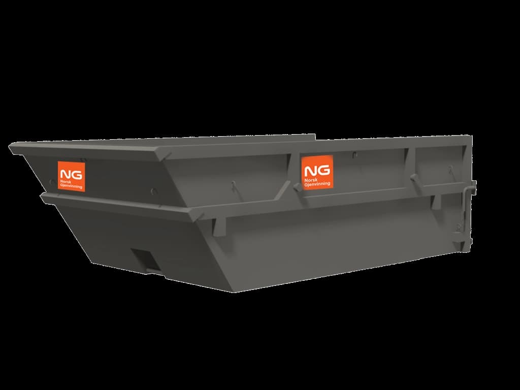 5 m3 åpen container med Norsk Gjenvinning-logo. Illustrasjon.