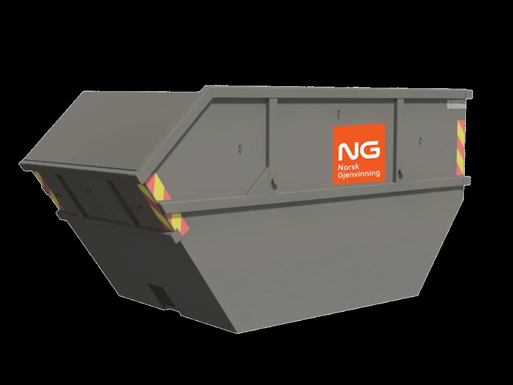 10 m3 åpen container med Norsk Gjenvinning-logo. Illustrasjon.