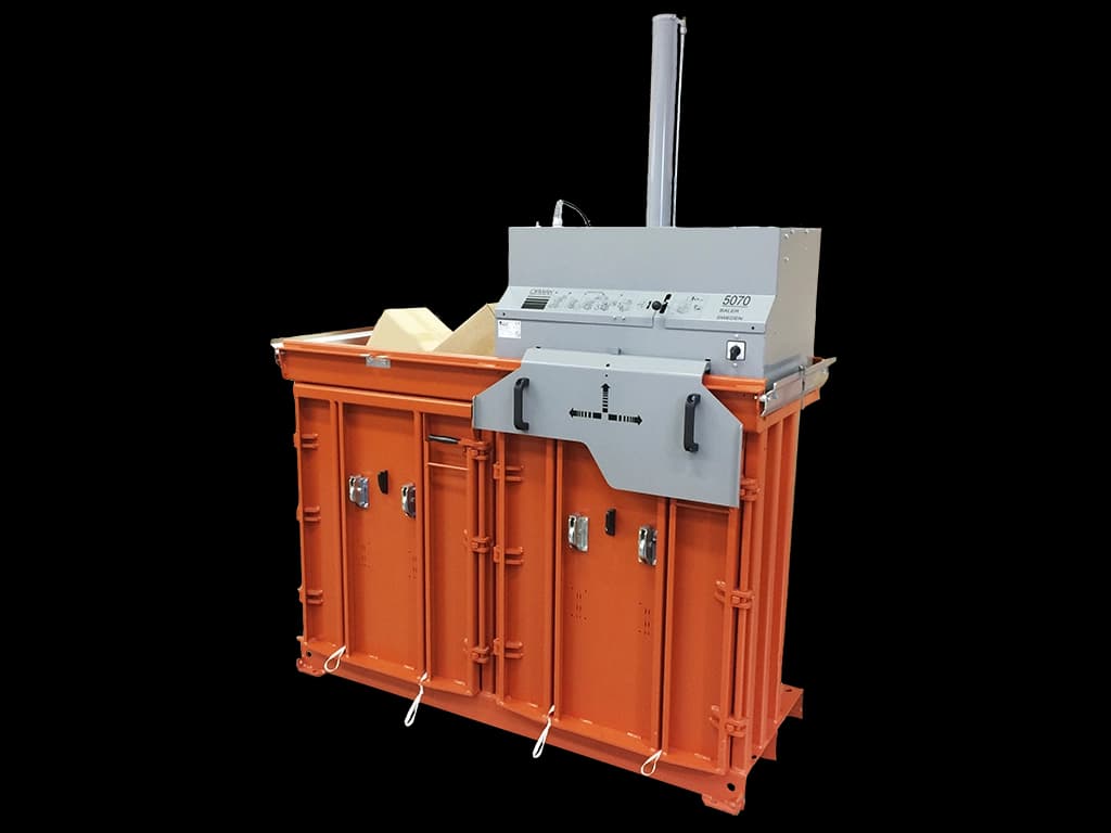 Emballasjepresse Orwak 5070 Multi 400L forsterket. Foto.