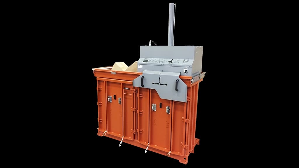 Emballasjepresse Orwak 5070 Multi 400L forsterket. Foto.